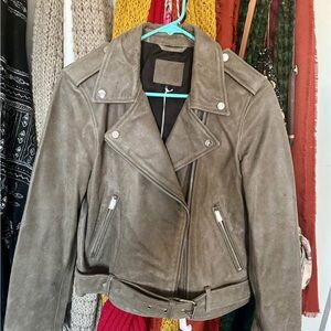 AG Adriano Goldschmied Taupe Leather Jacket